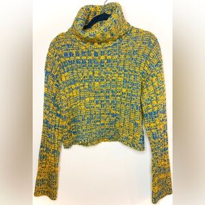 Urban Outfitters Turtleneck Sweater in Blue and Gold Size Small